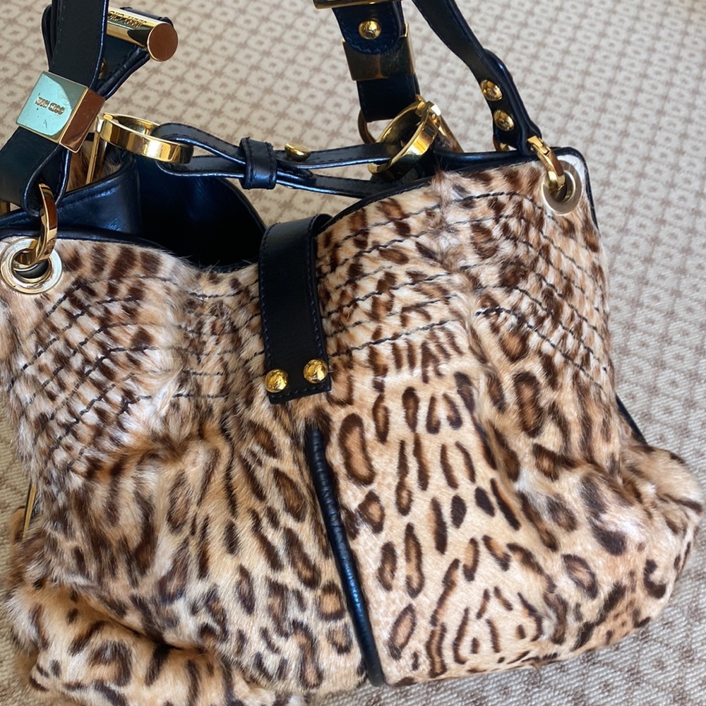 Jimmy Choo leopard print calf hair ALEX bag - Picture 2 of 10